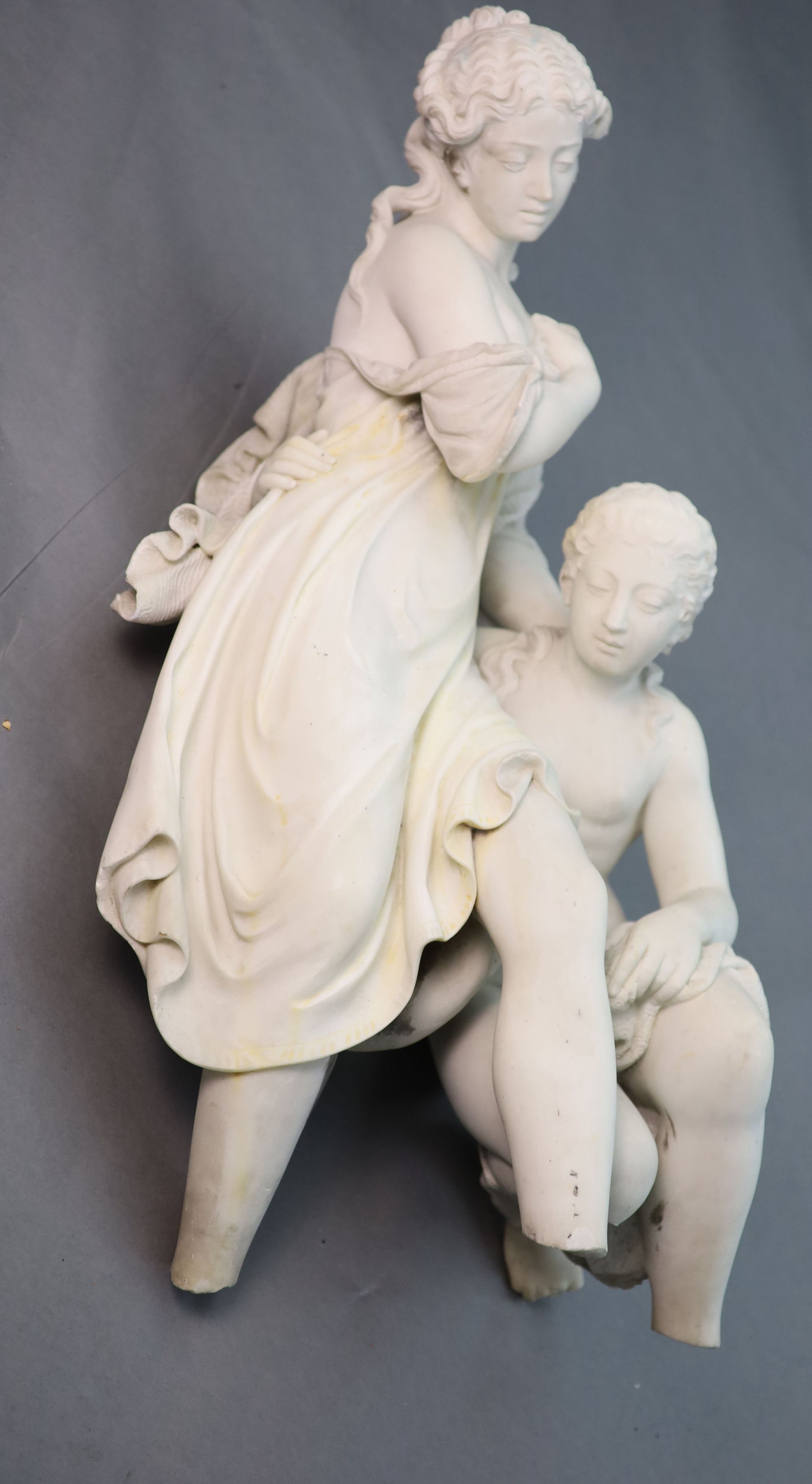 A white marble group of two classical bathers, height 32in. (a.f.)